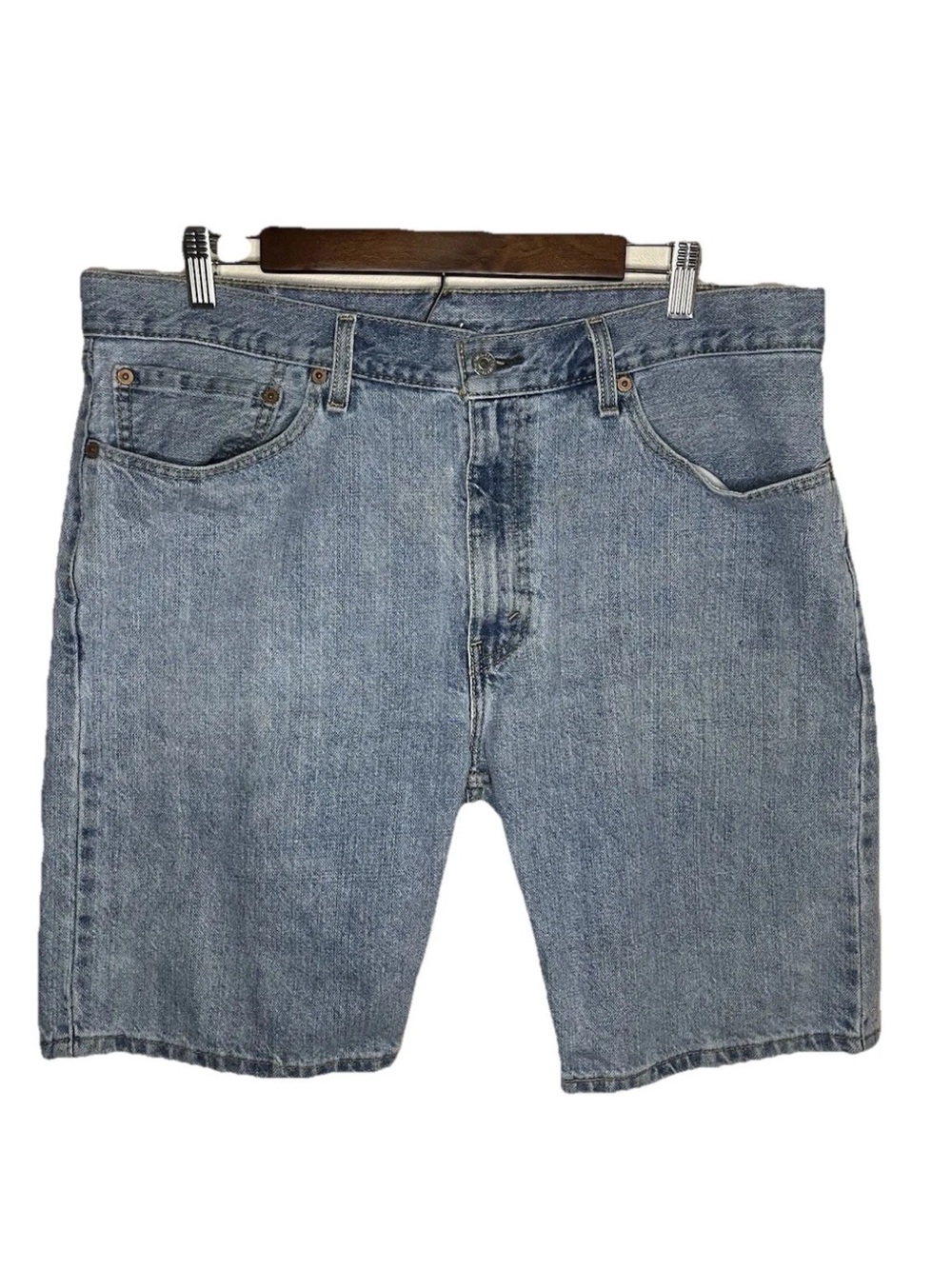 Levi's 505 Men's Blue Denim Jean Shorts Size 36 Light Wash EUC VTG Y2K Jorts Dad